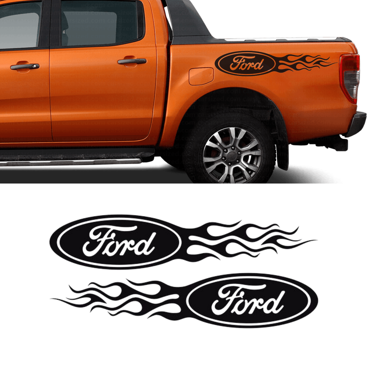 Ford Logo Flames Side Decal Sticker - Set of 2 - sku-41750386147460- DRIVEN - 1