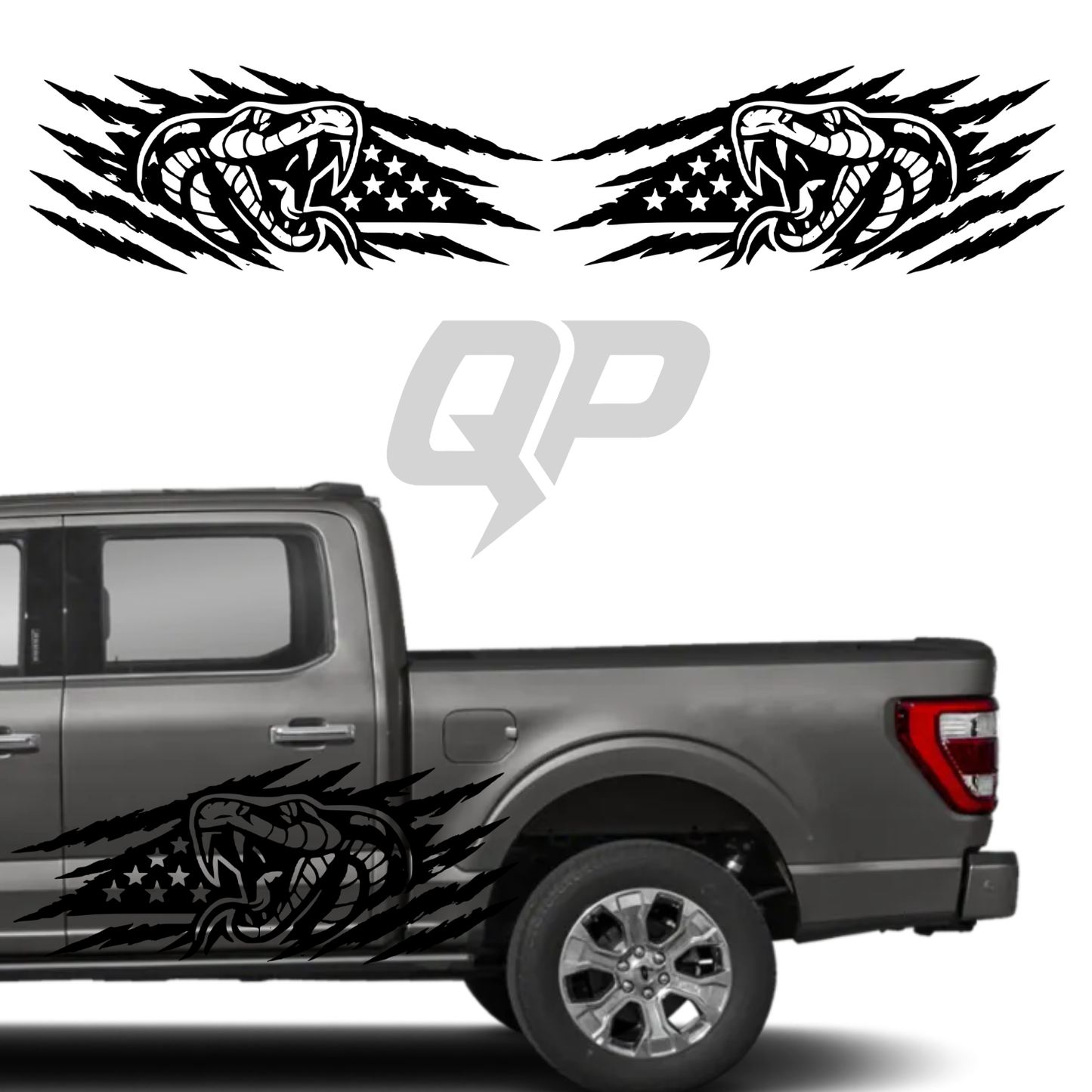 Ford F-150 Snake American Flag Claw Scratch Decal Kit - sku-51907034284164-sku-51907034316932-sku-51907034349700-sku-51907034382468-sku-51907034415236- DRIVEN - 1