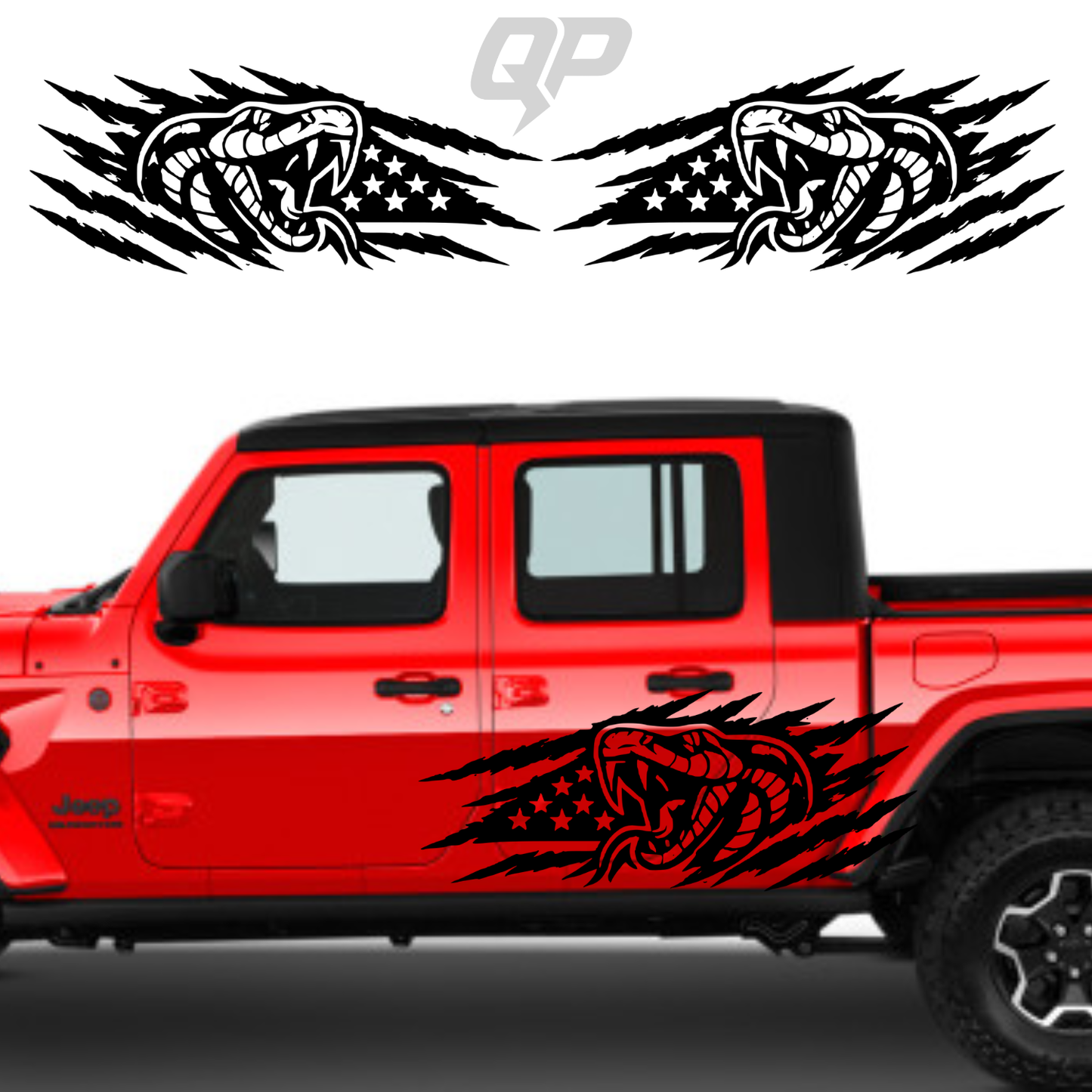 Jeep Gladiator Snake American Flag Claw Scratch Decal Kit - sku-51907039658116-sku-51907039690884-sku-51907039723652-sku-51907039756420-sku-51907039789188- DRIVEN - 1