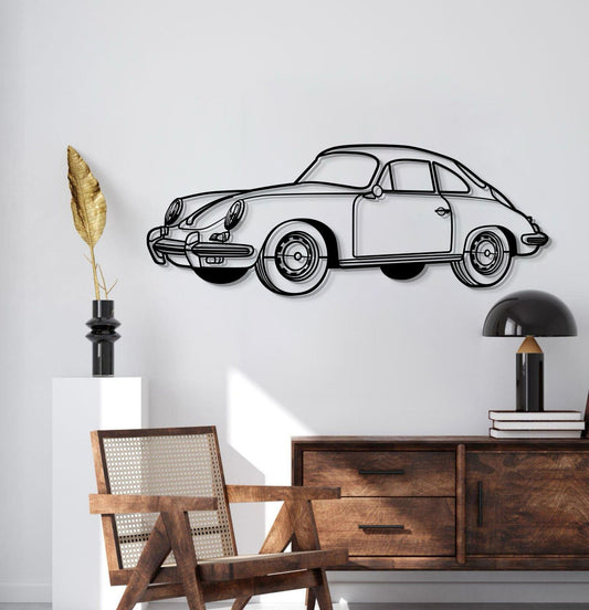 1964 356 SC Perspective Metal Car Wall Art - MT1286 - MT1286B69L-MT1286B80L-MT1286B99L-MT1286B115L-MT1286B140L- DRIVEN - 2