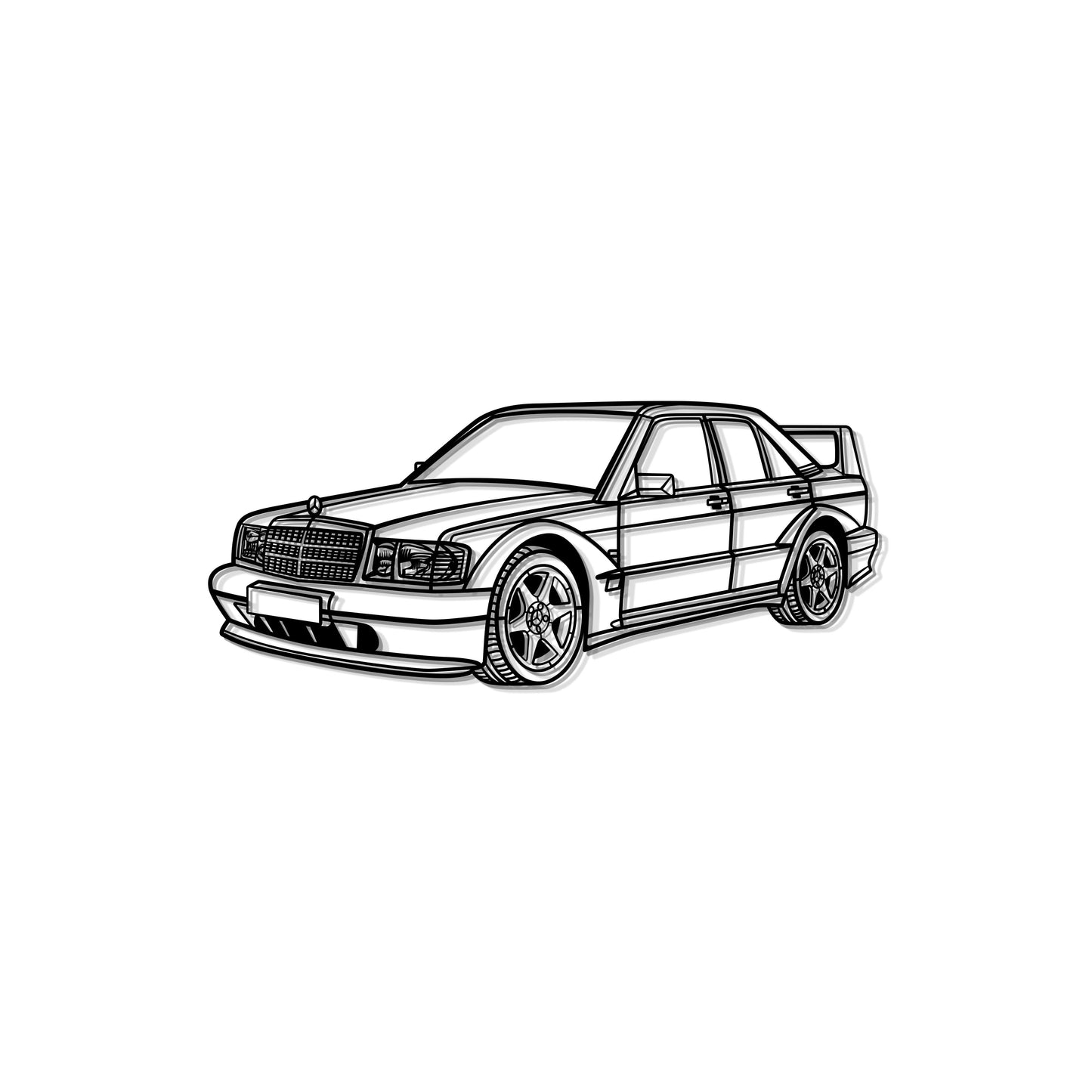 1990 190E 2.5-16 EVO II Perspective Metal Car Wall Art - MT0453 - MT0453B69L-MT0453B80L-MT0453B99L-MT0453B115L-MT0453B140L- DRIVEN - 8