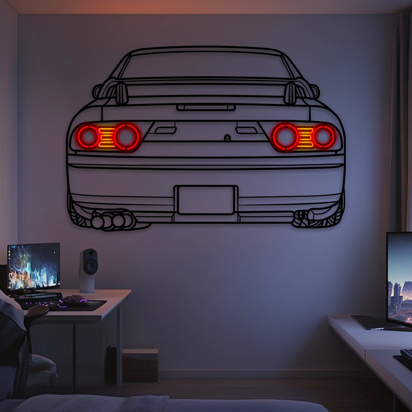 1997 180SX Back View Metal Neon Car Wall Art -MTN0241 - MTN0241W99-MTN0241W115-MTN0241W140- DRIVEN - 1
