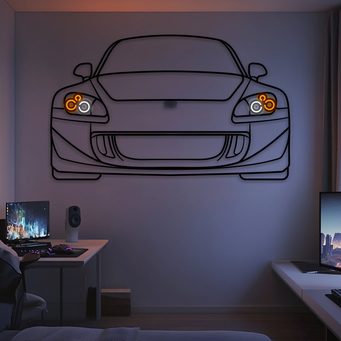 2004 S2000 Front View Metal Neon Car Wall Art -MTN0242 - MTN0242W99-MTN0242W115-MTN0242W140- DRIVEN - 1