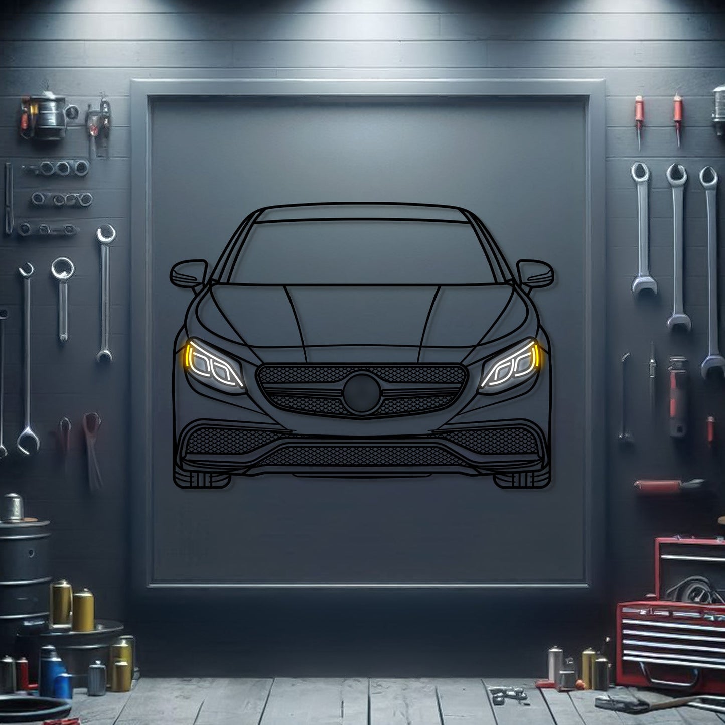 2015 S63 AMG Front View Metal Neon Car Wall Art - MTN0210 - MTN0210W99-MTN0210W120-MTN0210W140- DRIVEN - 1