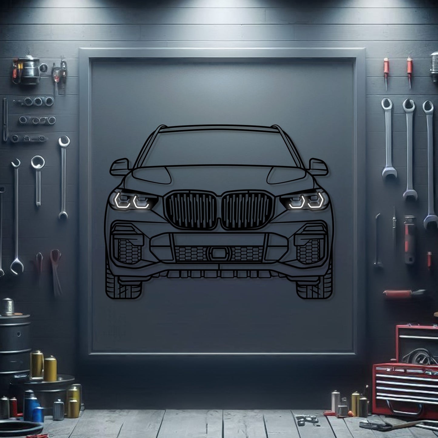 2022 X5 M50i Front View Metal Neon Car Wall Art -MTN0249 - MTN0249W99-MTN0249W115-MTN0249W140- DRIVEN - 1
