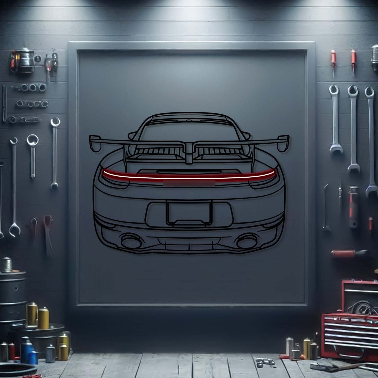 2022 Carrera 4S Back View Metal Neon Car Wall Art - MTN0185 - MTN0185W99-MTN0185W115-MTN0185W140- DRIVEN - 1