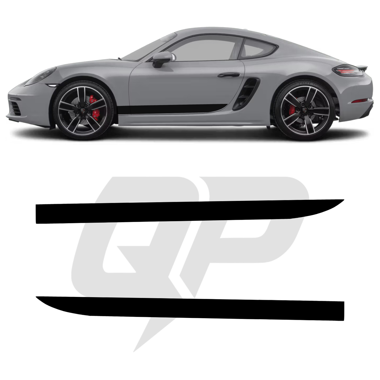 Porsche 718 Cayman Hockey Style Side Stripe Decals - Racing Rocker Panel Kit (2016-Present)