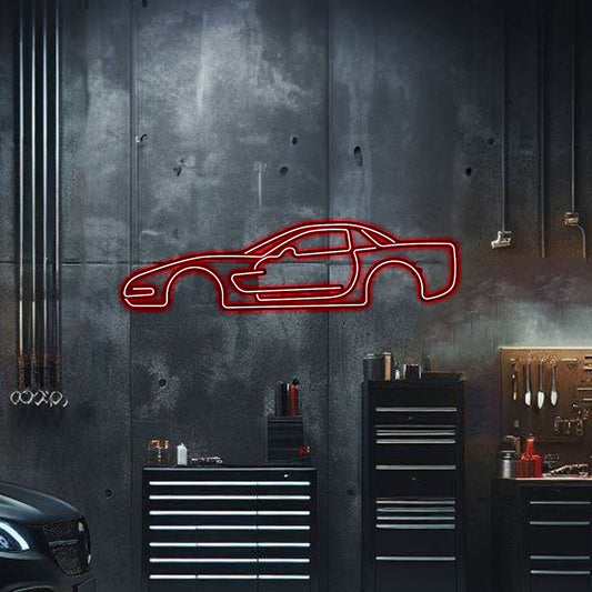 Corvette C5 Metal Neon Car Wall Art - MTN0021 - MTN0021W99L-MTN0021W120L-MTN0021W140L-MTN0021R99L-MTN0021R120L- DRIVEN - 2