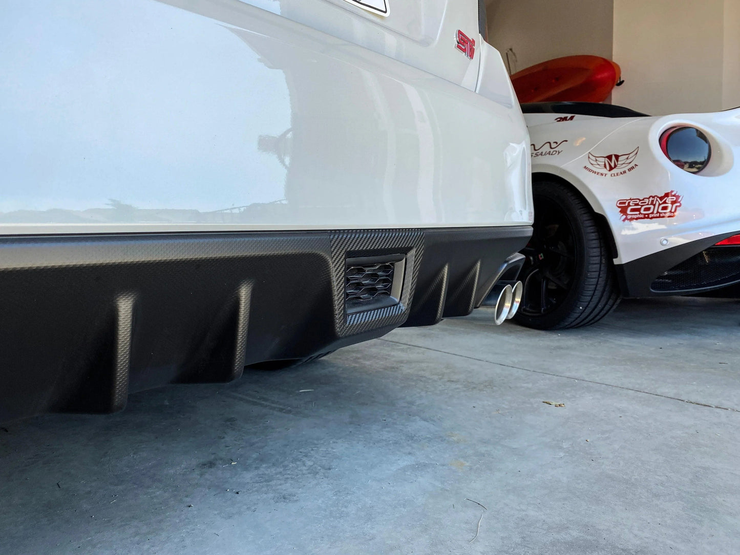 3D Carbon Fiber Rear Fog / F1 Bumper Cover Overlay - 2015-2021 WRX / STI - SFB15WRXF1BC3DBK- DRIVEN - 3