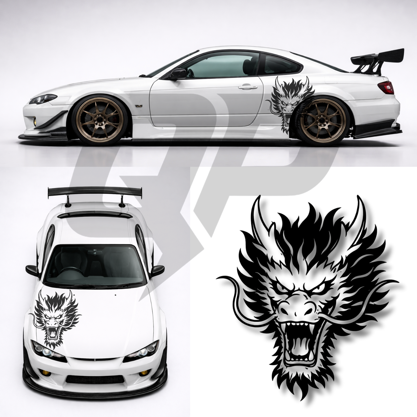 45" Universal Dragon Decal - Aggressive JDM Hood & Side Graphics Kit - sku-51508358414468-sku-51508358447236-sku-51508358480004-sku-51508358512772-sku-51508358545540- DRIVEN - 1