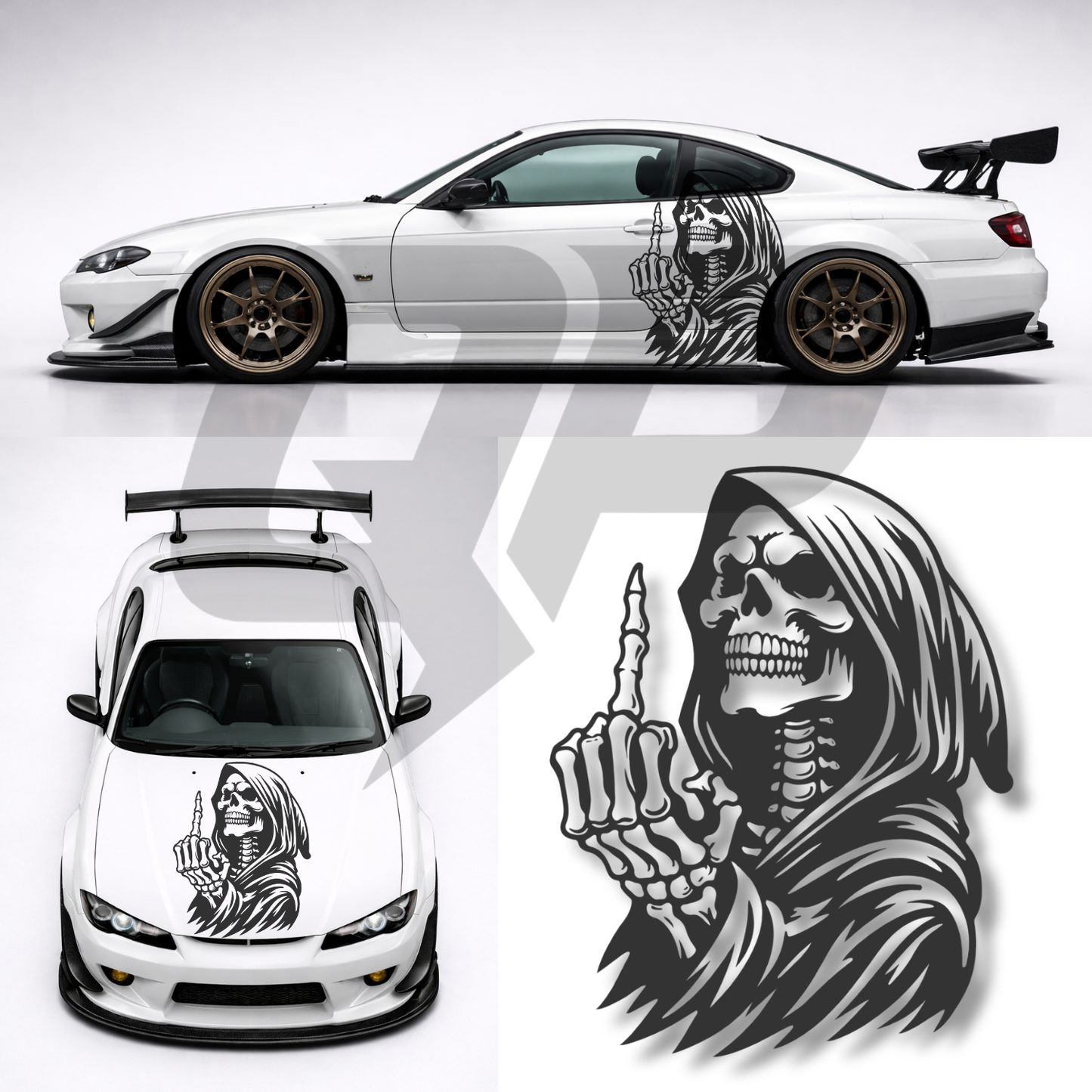 45" Universal Grim Reaper Decal - Racing JDM Hood Graphics Kit - sku-51508361363588-sku-51508361396356-sku-51508361429124-sku-51508361461892-sku-51508361494660- DRIVEN - 1