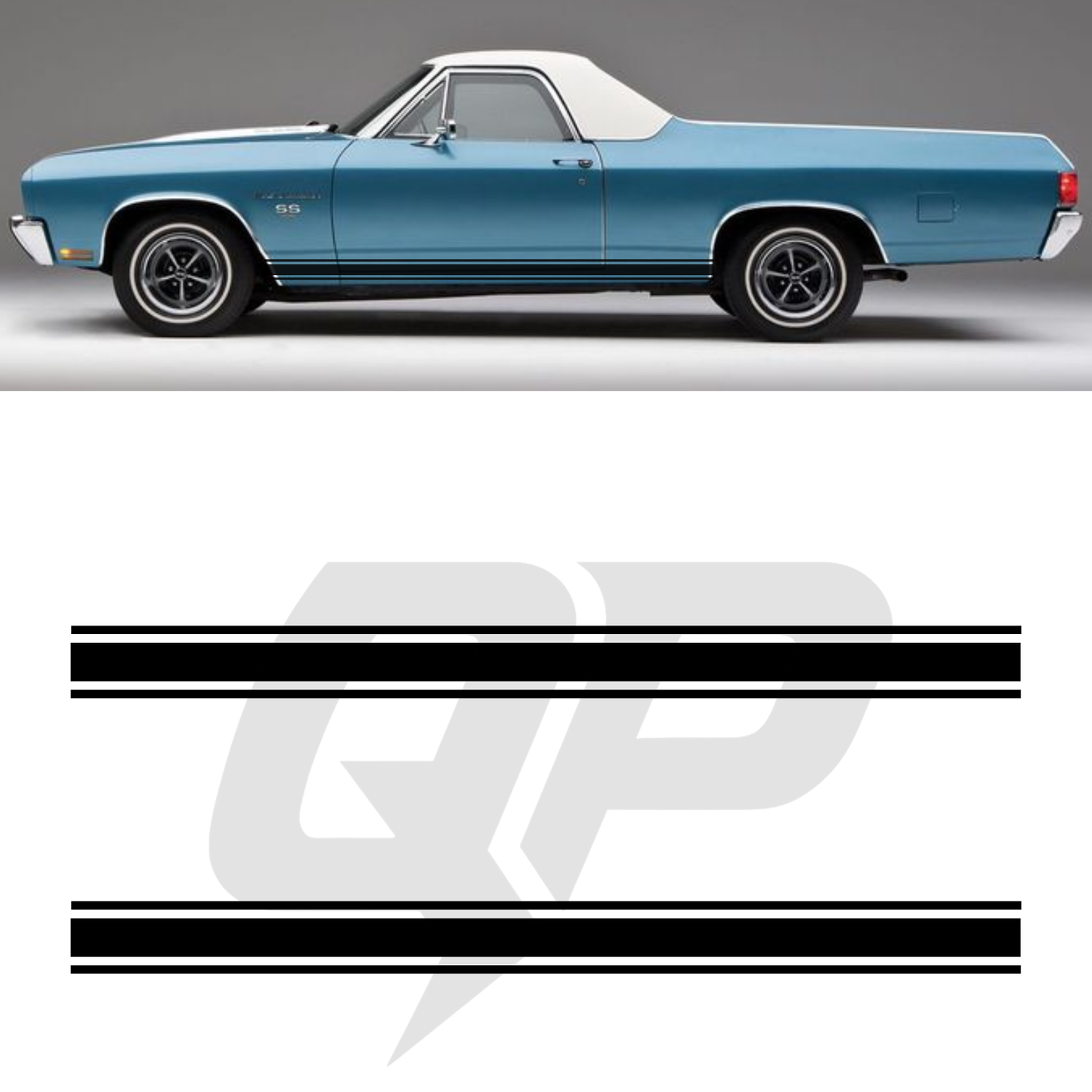 Chevy El Camino Triple Side Stripe Decals - 3-Stripe Rocker Panel Kit Set of 2 (1968-1977)