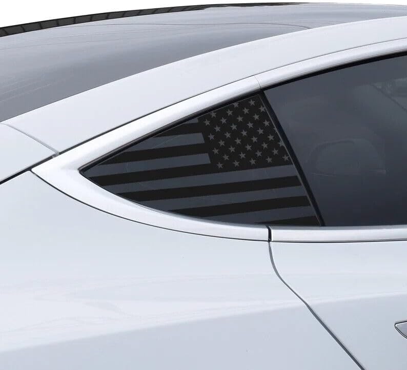 Rear Quarter Window American Flag Decal Fits: Tesla Model 3 (Set of 2) - sku-41755101593732-sku-41755101626500- DRIVEN - 1