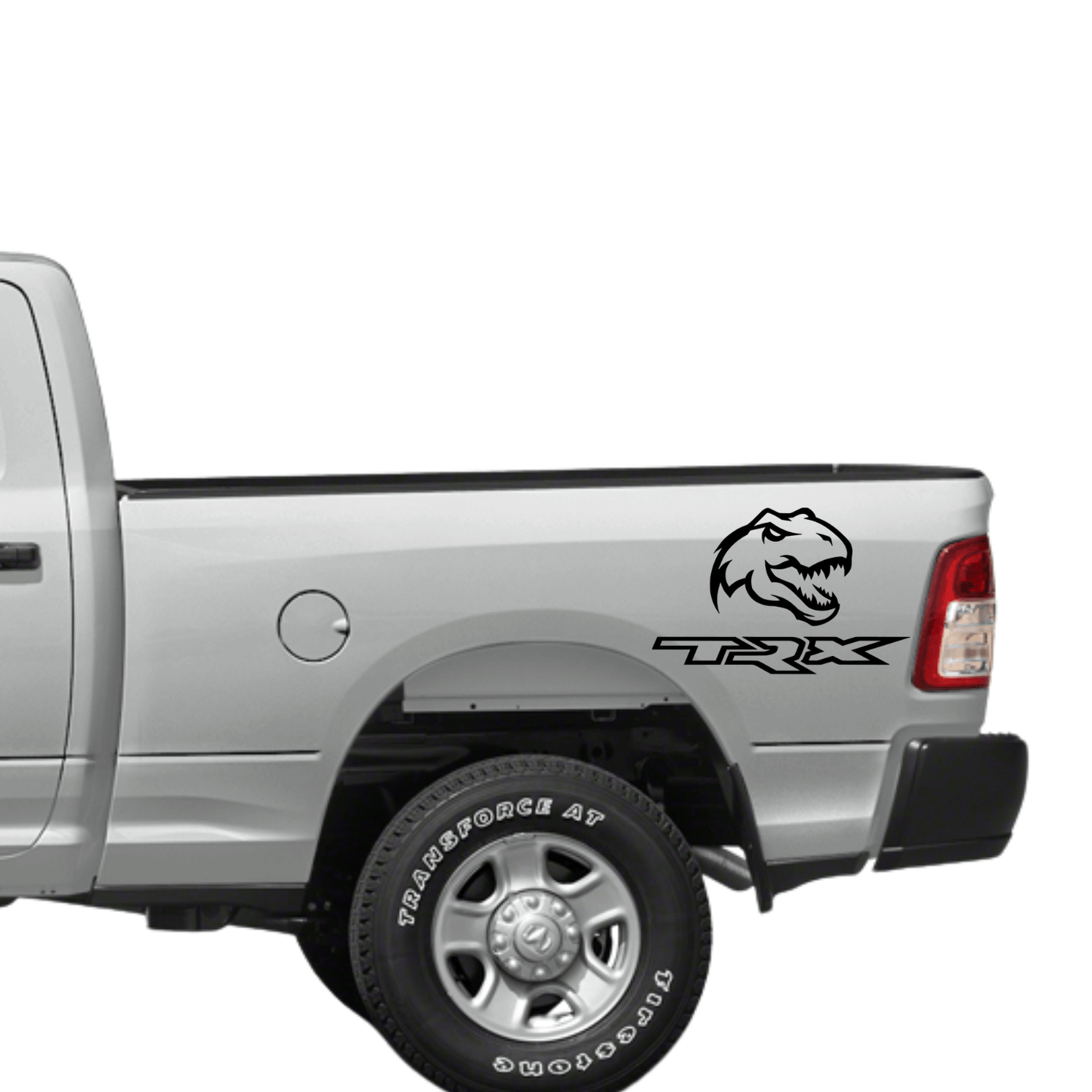 Dodge TRX T-Rex Vinyl Decal Truck Sticker – Sizes 6" to 45" – Weatherproof Dinosaur Graphic for Tailgate or Window - sku-50631866941572-sku-50631866974340-sku-50631867007108-sku-50631867039876-sku-50631867072644- DRIVEN - 1