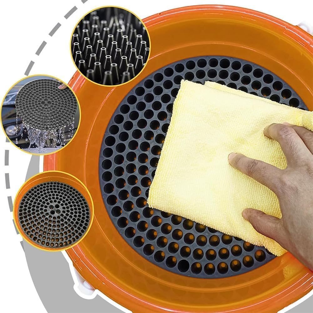 WASH & WHIPS | Car Wash Kit - 3-Gallon Bucket with Particle Interceptor Trap, Shampoo, Chenille Mitt & Microfiber Soft Towel, 5pcs - MFH271-F- DRIVEN - 9