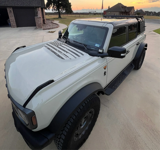 Stealth Clear American Flag Hood Overlay - 2021+ Bronco - 21BRONCOAMFHD-21BRONCOAMFHDB-21BRONCOAMFHDS-21BRONCOAMFHD-X2-21BRONCOAMFHDB-X2- DRIVEN - 2