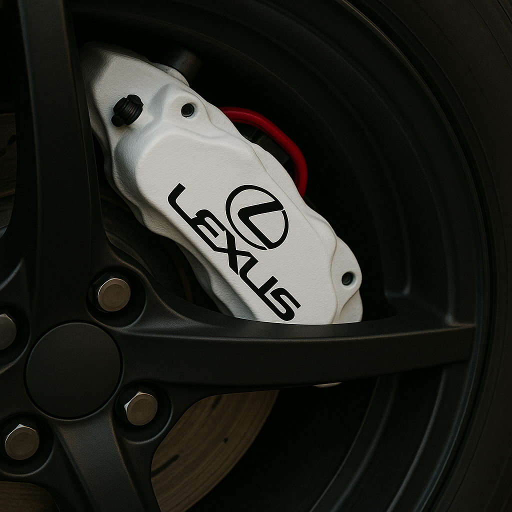 Lexus Brake Caliper Decals – Universal Fit | Set of 8 (3" to 6") - sku-51737478168708-sku-51737478201476-sku-51737478234244-sku-51737478267012-sku-51737478299780- DRIVEN - 1