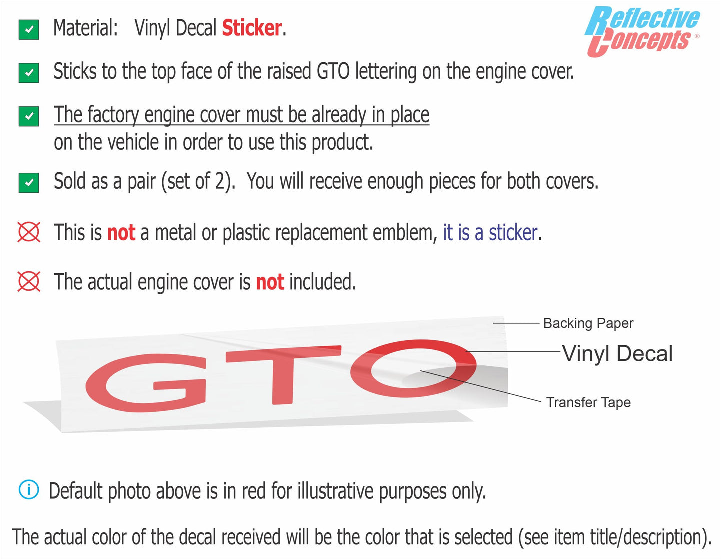 Fuel Rail Cover Lettering Overlay Decal - 04-06 GTO - GTO:FRC-01-GTO:FRC-02-GTO:FRC-03-GTO:FRC-04-GTO:FRC-05- DRIVEN - 6