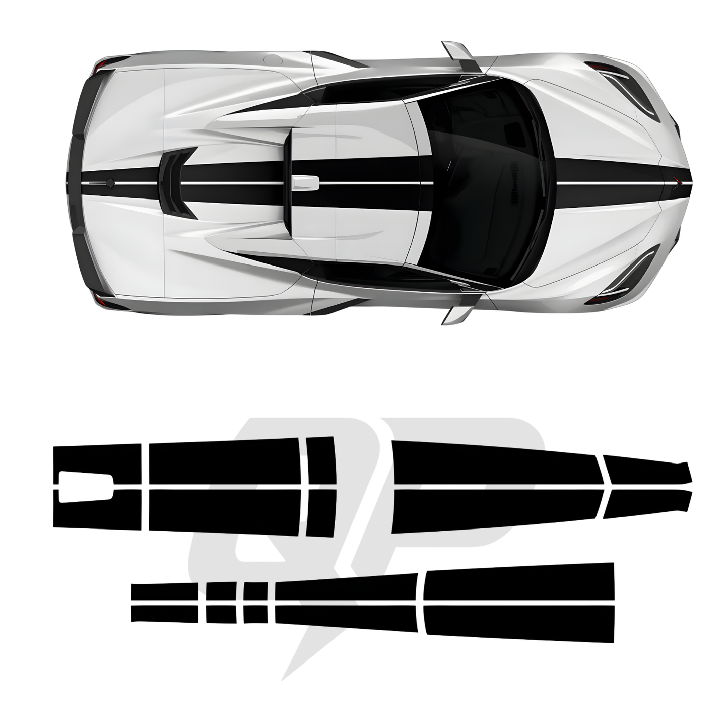 Chevrolet 2021-2025 Corvette C8 Top Roof Sticker Graphic Decal Kit - sku-51256833900676-sku-51256833933444-sku-51256833966212-sku-51256833998980-sku-51256834031748- DRIVEN - 1