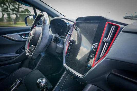 Center AC Vent Outline Overlays fits 2022+ Subaru WRX - 22WRXCENACVENT-3DCF-22WRXCENACVENT-RD-22WRXCENACVENT-WH-22WRXCENACVENT-BL-22WRXCENACVENT-OR- DRIVEN - 2