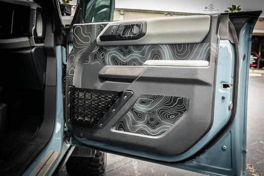 Topographic Upper Door Overlay Kit (Printed Series) - 2021+ Bronco 4 Door - 21BRNINTDRFU-TPAMBL-21BRNINTDRFU-TPA51L-21BRNINTDRFU-TPAZL-21BRNINTDRFU-TPCGL-21BRNINTDRFU-TPCBNL- DRIVEN - 2