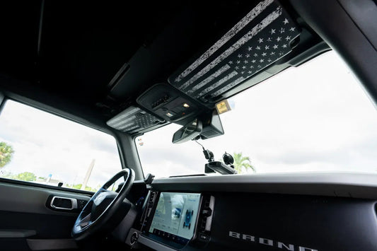 Freedom Series Sun Visor Overlays (Printed Series) - 2021+ Bronco - 21BRNVISORFULLFREE-BWNHL-21BRNVISORFULLFREE-BWHL-21BRNVISORFULLFREE-TBLNHL-21BRNVISORFULLFREE-TBLHL-21BRNVISORFULLFREE-TRLNHL- DRIVEN - 2