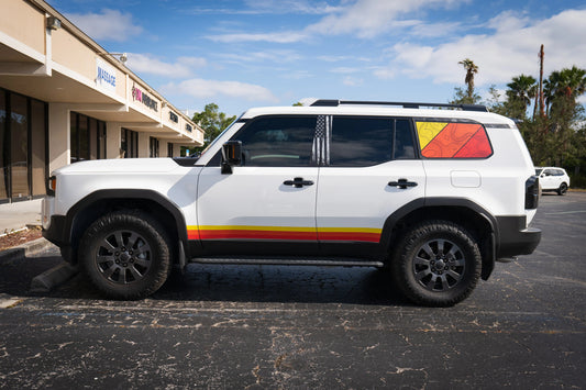 TRD Style Topographic Rear Window Overlays - 2024+ Land Cruiser - 24LCRWTRD- DRIVEN - 2