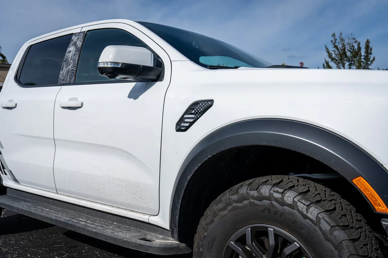 American Flag Fender Vent Overlays - 2024+ Ranger Raptor - 24RANGERRW-FENFL-BW-24RANGERRW-FENFL-CODE- DRIVEN - 12