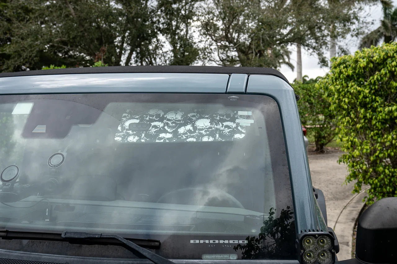 Custom Series Sun Visor Overlays (Printed Series) - 2021+ Bronco - 21BRNVISORFULLFREE-SKULLNHL-21BRNVISORFULLFREE-SKULLHL- DRIVEN - 2