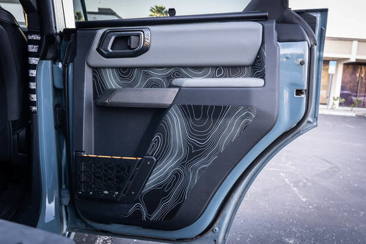 Topo Rear Interior Lower Door Card Insert Overlays (Printed Series) - 2021+ Bronco 4 Door - 21BRNINTDRLW-TPAMBL-21BRNINTDRLW-TPA51L-21BRNINTDRLW-TPAZL-21BRNINTDRLW-TPCGL-21BRNINTDRLW-TPCBNL- DRIVEN - 2