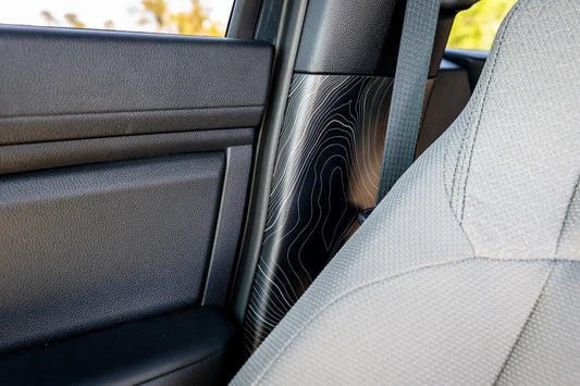 Topographic Seatbelt Panel Protection - 2024+ Tacoma / 2025+ 4Runner - 254RUNNER-SB-TP.WH-254RUNNER-SB-TP.JA-254RUNNER-SB-TP.HB-254RUNNER-SB-TP.VB-254RUNNER-SB-TP.AG- DRIVEN - 2