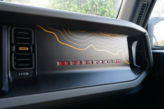 Topographic Map Dash Overlay V2 - 2021+ Bronco - 21BRNDASHTPV2-BO-21BRNDASHTPV2-RD-21BRNDASHTPV2-WH-21BRNDASHTPV2-GB-21BRNDASHTPV2-MB- DRIVEN - 2