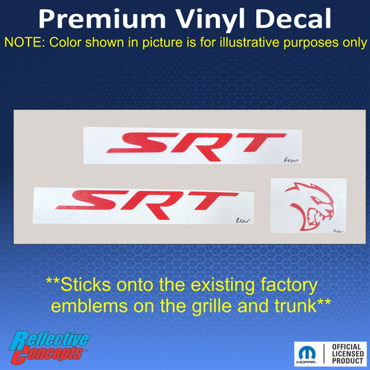 SRT Front and Rear Emblem Overlay Decals - 2017 Challenger SRT Hellcat - sku-44666330906811-sku-44666330939579-sku-44666330972347-sku-44666331005115-sku-44666331037883- DRIVEN - 2