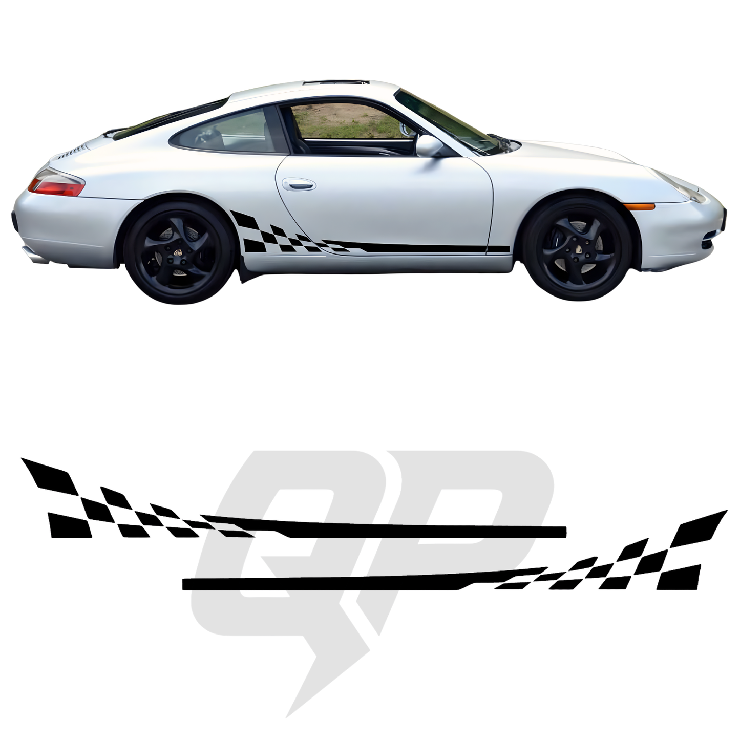 996 Checkered Flag Side Decals Set - sku-51242551246980-sku-51242551279748-sku-51242551312516-sku-51242551345284-sku-51242551378052- DRIVEN - 1