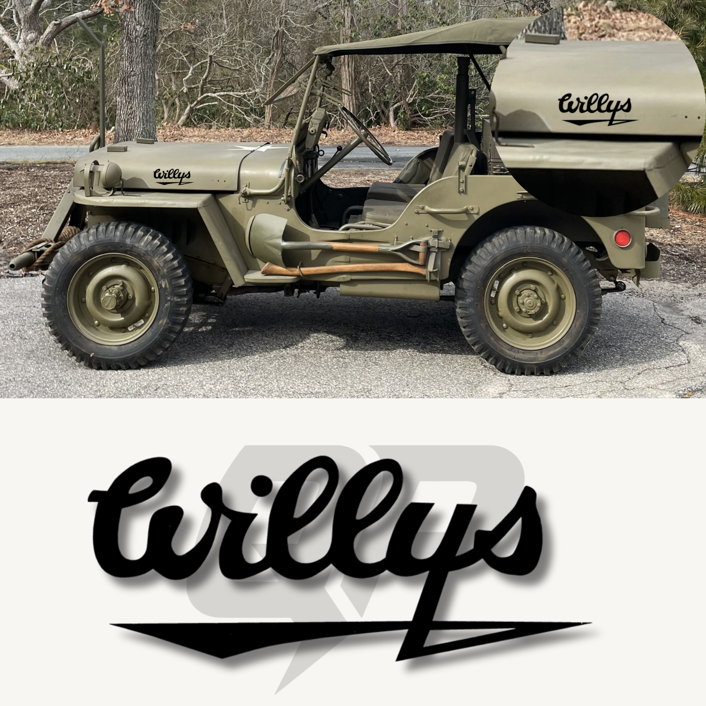 Jeep Willys Script Logo Decal - QJ-MB-W-J407-BK-1-QJ-MB-W-J407-BK-2-sku-51313654628484-sku-51313654661252-sku-51313654694020- DRIVEN - 1