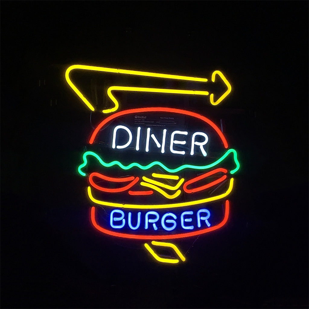 Diner Burger Turn Right Arrow Neon Signs - MEXC083- DRIVEN - 2