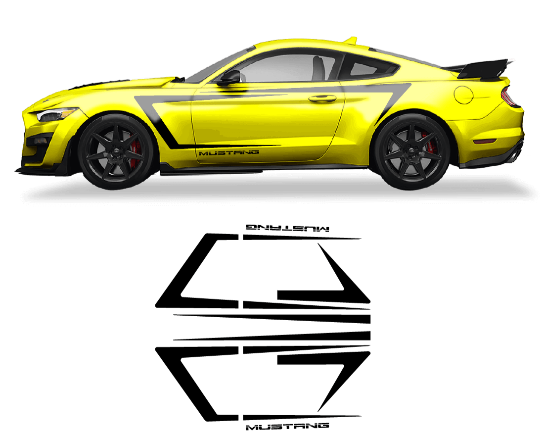 Ford Mustang Side Door Stripes Graphics - sku-50951676166276-sku-50951676199044-sku-50951676231812-sku-50951676264580-sku-50951676297348- DRIVEN - 1