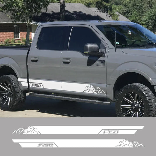Mountain Stripe Door Side Decal for Ford F-150 Raptor | Full-Length Vinyl Tuning Cover - 200000182:200006152#Colorful Laser- DRIVEN - 2