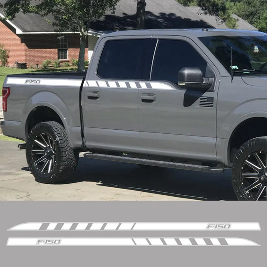 Full-Length Waistline Door Side Decal for Ford F-150 / Raptor / XLT | 2-Piece Pickup Vinyl Graphic - 200000182:771#Carbon Fiber- DRIVEN - 2