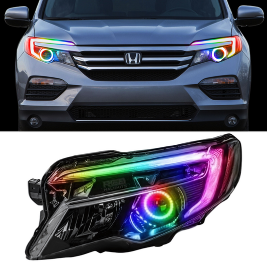 Honda Pilot Flow Series/Color Chasing DRL Boards w/ Halos (2016-2018) - 4" accent strip/16" accent strip/80 - BX1- DRIVEN - 2