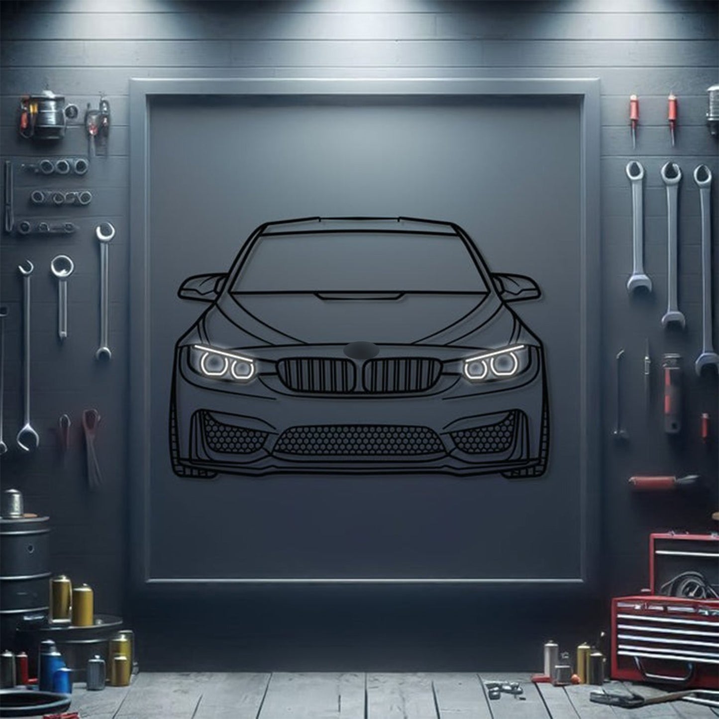 F84 M4 Front View Metal Neon Car Wall Art - MTN0088 - MTN0088W99-MTN0088W115-MTN0088W140- DRIVEN - 1