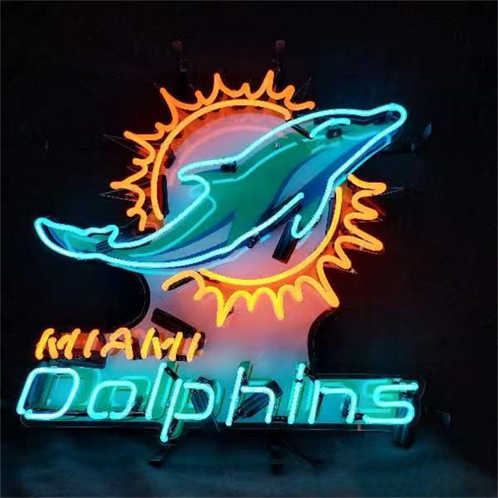 Miami Dolphins With Acrylic Logo Neon Signs Light - MEX379- DRIVEN - 2