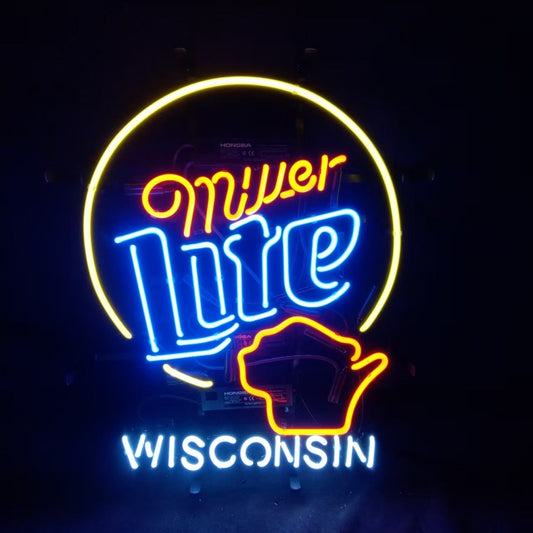 Miller Lite &Wisconsin State Neon Signs - ME941- DRIVEN - 2