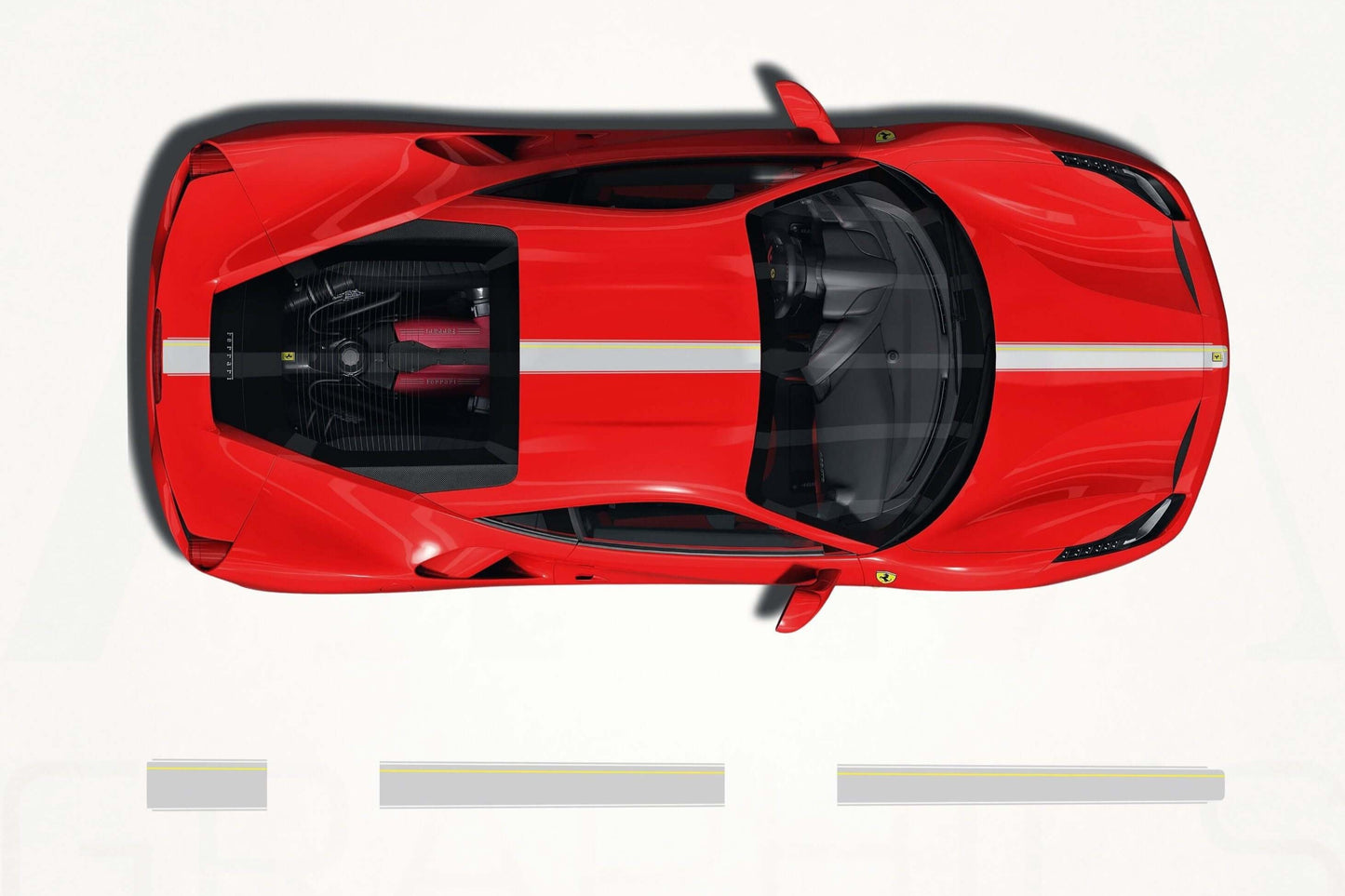 Ferrari 488 GTB Center Stripes Decals - sku-51060839317636-sku-51060839350404-sku-51060839383172-sku-51060839415940-sku-51060839448708- DRIVEN - 1