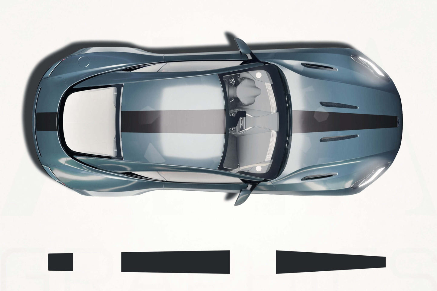 Aston Martin DB11 Center Racing Stripes – Vinyl Decal Kit - sku-51060829028484-sku-51060829061252-sku-51060829094020-sku-51060829126788-sku-51060829159556- DRIVEN - 1