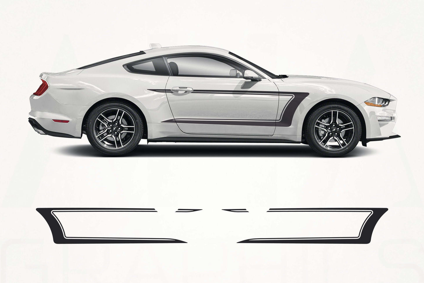 Ford Mustang Universal Rocker Panel Side Stripe Decal Kit – Premium Vinyl Racing Graphics - sku-51339734220932-sku-51339734253700-sku-51339734286468-sku-51339734319236-sku-51339734352004- DRIVEN - 1