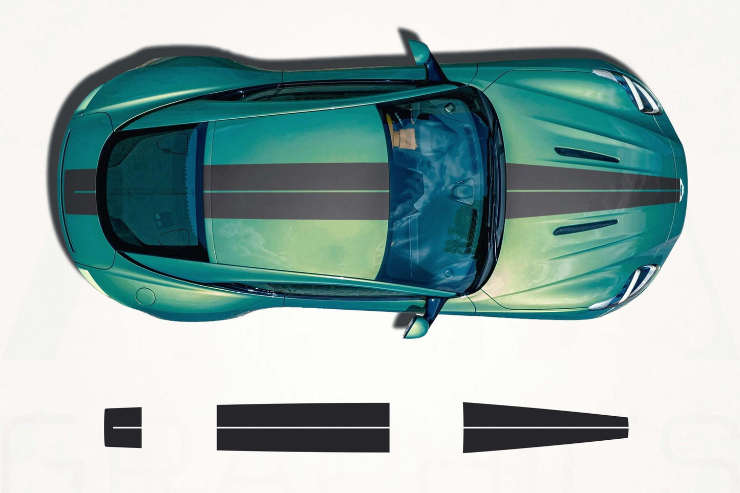 Aston Martin DB12 Center Racing Stripes – Premium Vinyl Decal Kit - sku-51060822409348-sku-51060822442116-sku-51060822474884-sku-51060822507652-sku-51060822540420- DRIVEN - 1