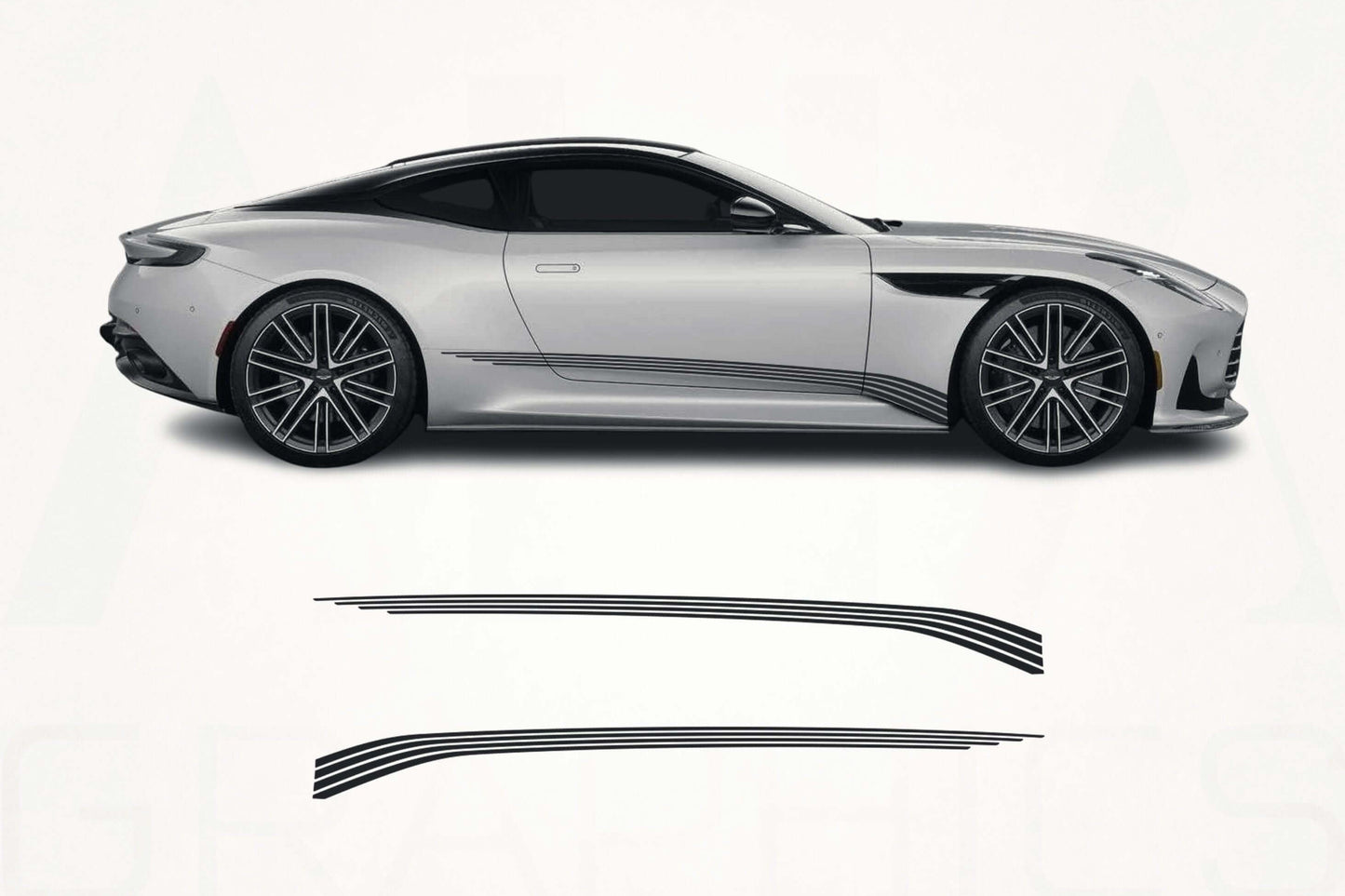 Aston Martin DB12 Side Stripe Decals – Custom Vinyl Graphics Kit - sku-51060824670340-sku-51060824703108-sku-51060824735876-sku-51060824768644-sku-51060824801412- DRIVEN - 1
