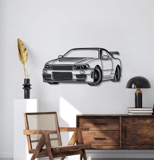 GT-R R34 Perspective Metal Car Wall Art - MT0457 - MT0457B69L-MT0457B80L-MT0457B99L-MT0457B115L-MT0457B140L- DRIVEN - 2