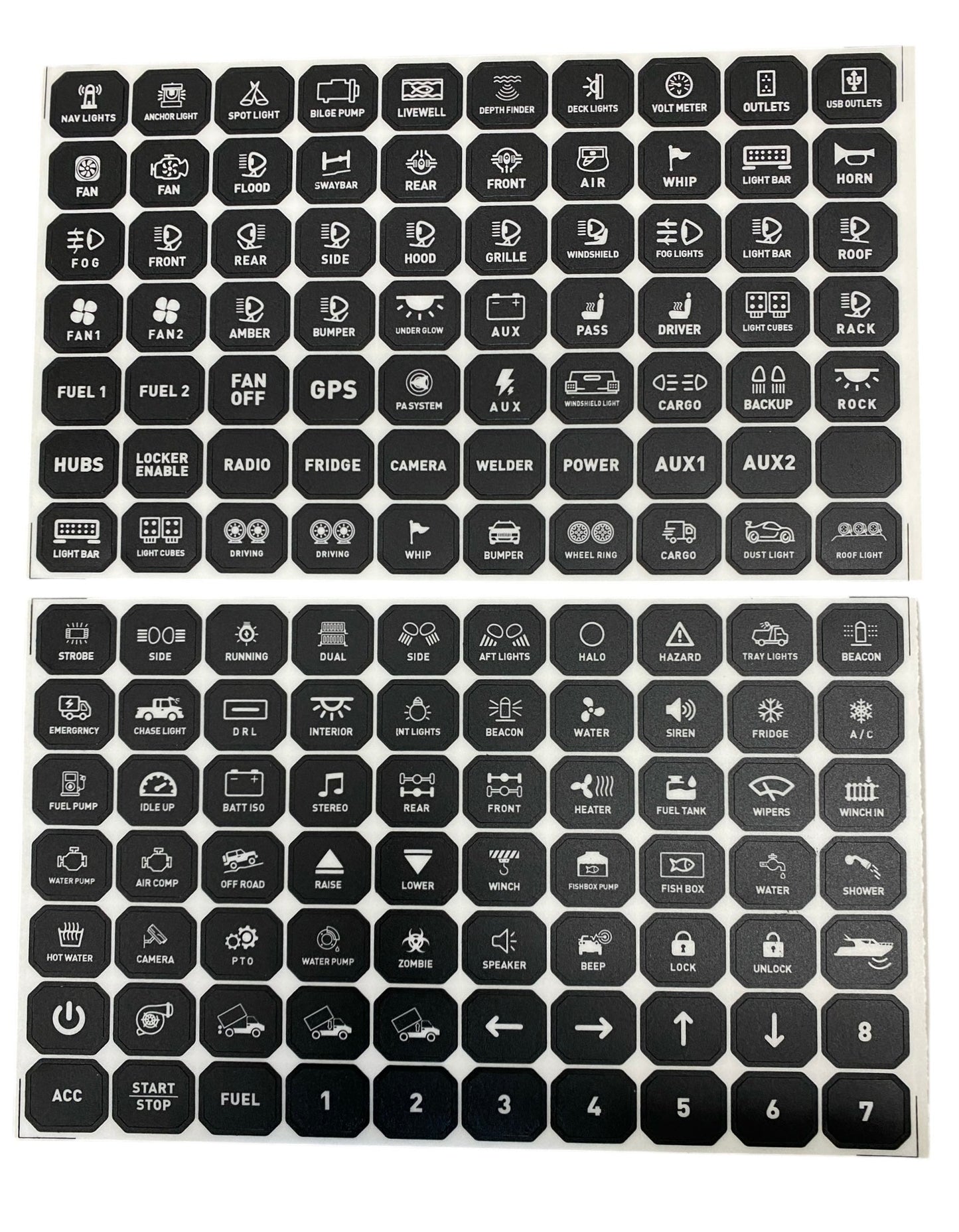 Replacement Sticker Sheets For GG Lighting 8 or 12 Gang Switch Panel - sku-44774698811550- DRIVEN - 1
